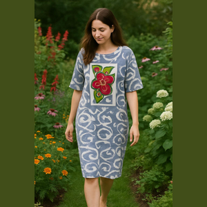 Hand painted floral long dress by Oklahoma artist